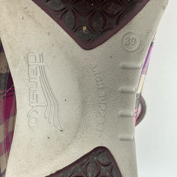 Dansko Size 8.5 Sneaker Pink Plaid Lace Up Arch Support Comfort Walking Workwear - Picture 6 of 7